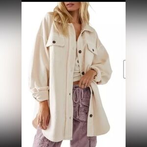 Free People Ruby Fleece Oversized Shirt Jacket Size Small